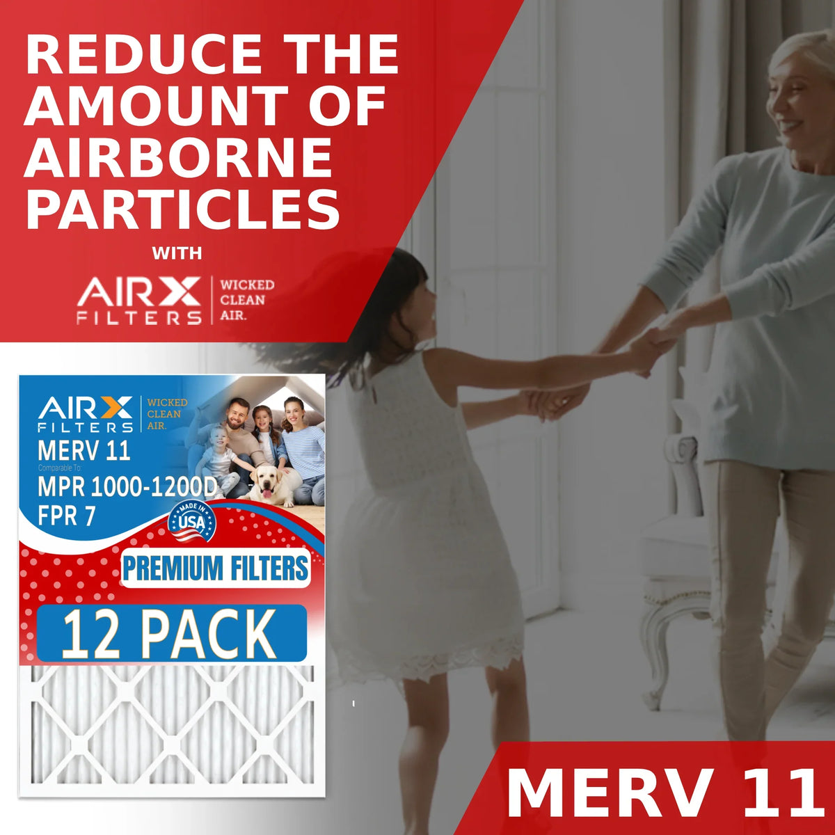USA 12 Filter Pack 1200 7 WICKED 11 20x36x1 to MERV of Air FPR Rating, AIRX & by Furnace 1000, MPR MPR Filters - FILTERS AIR. Comparable Made in CLEAN
