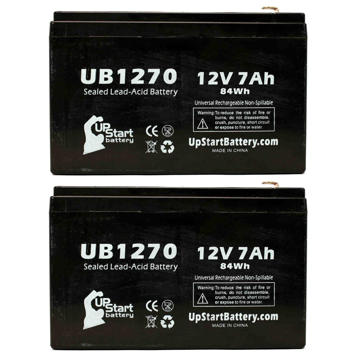 Adapters - Terminal, Pack UB1270 Sealed Upsonic 7000mAh, Compatible Universal 2x - - F1 Includes 4 SLA) F2 Lead to Battery Terminal AGM, (12V, PCM140VR Battery Acid F1 7Ah, Replacement