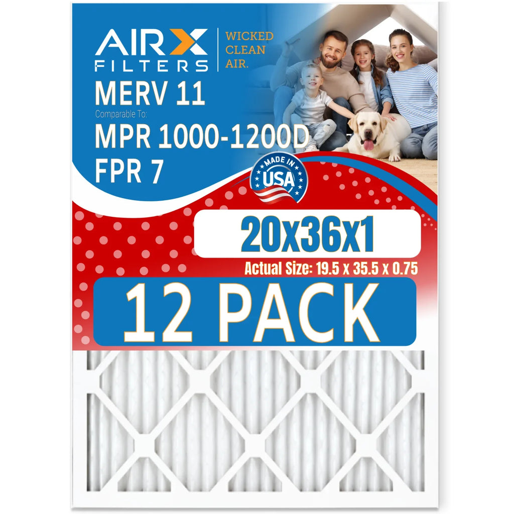 USA 12 Filter Pack 1200 7 WICKED 11 20x36x1 to MERV of Air FPR Rating, AIRX & by Furnace 1000, MPR MPR Filters - FILTERS AIR. Comparable Made in CLEAN
