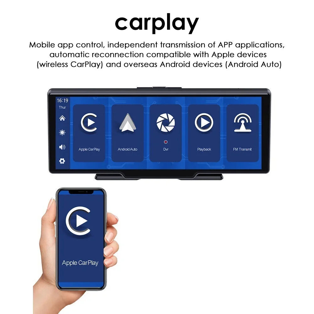 10.26'' WiFi Resolution, IPS KingFurt Screen, Cam Touch Connected, - Enabled Screen 2K Bluetooth Lens, Dual Wireless T91 Dash