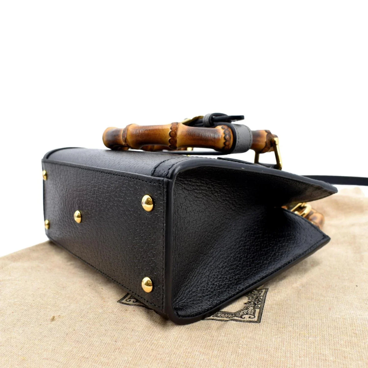 Bag Leather Black Bamboo Diana 702732 Tote Pre-owned Mini
