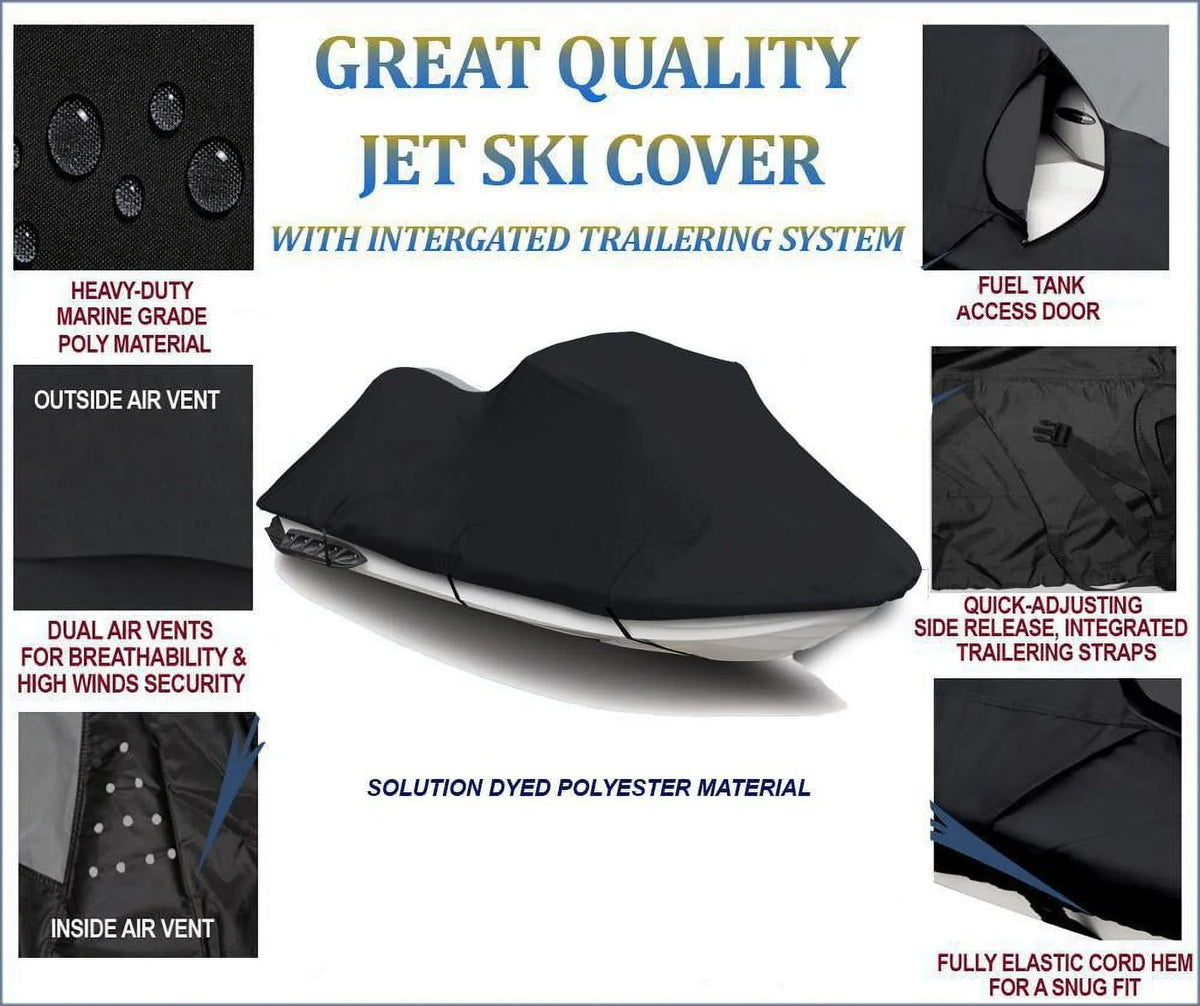 Cover 600D Deluxe VX110 PWC for 2005 Compatible Yamaha Wave SKI Runner JET 2006 BLACK
