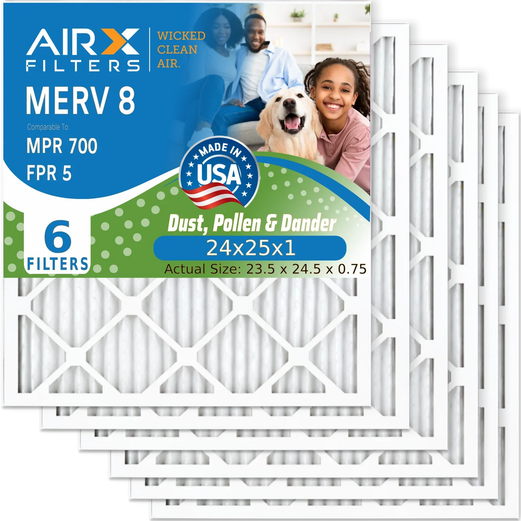 AIR. Air MERV FILTERS 8 Electrostatic & Filters USA Pack 24x25x1 Furnace Comparable 24x25x1 5 HVAC Conditioner MPR AIRX AC WICKED 700 Made FPR Filter CLEAN Pleated 6 Premium Filter to Air by