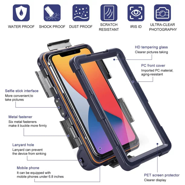 with Professional Snorkeling Case for Lanyard Surfing Performance [15m/50ft] And Phones Protective X Waterproof Diving Xperia Swimming all Underwater Photo Inch to Up LCD 6.9 UrbanX Video Housing