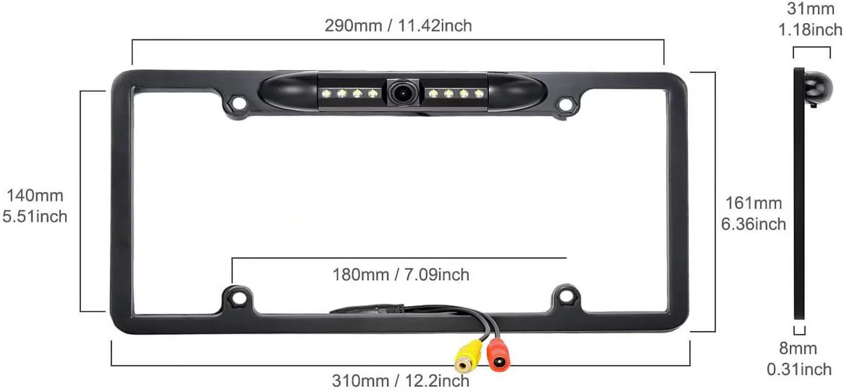 ALPINE INE-W960 Backup Black License Plate Camera for Frame INEW960 Rearview