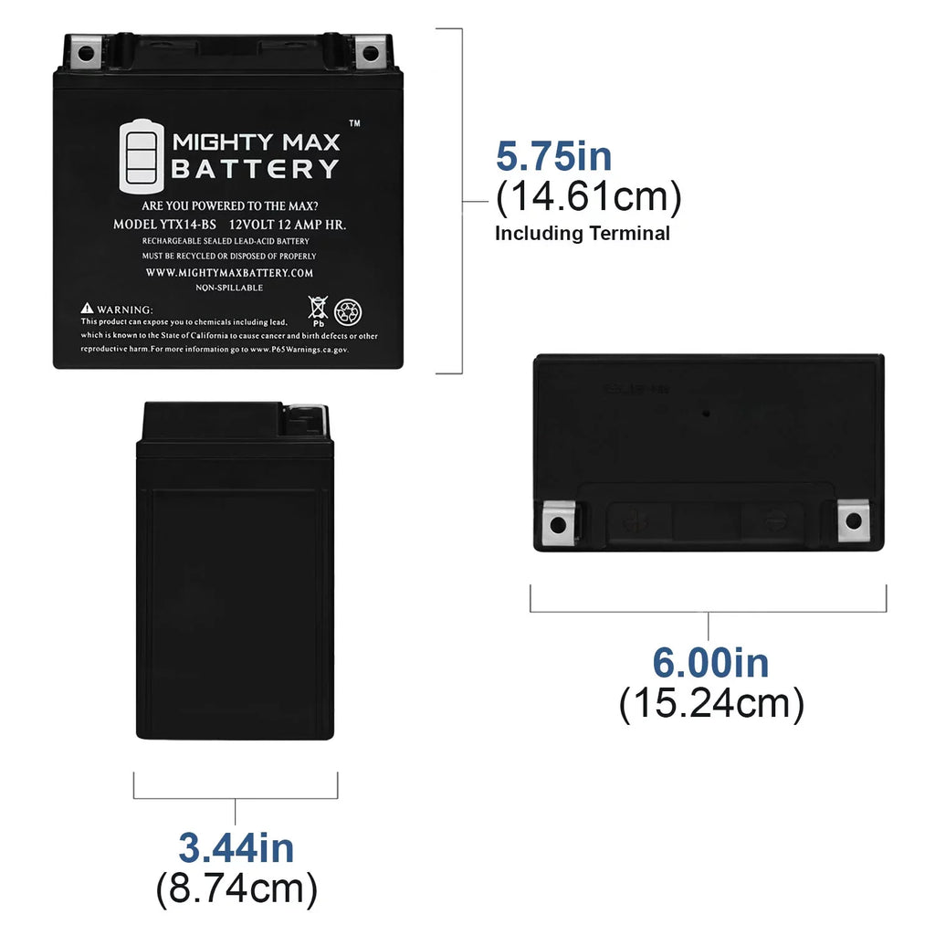 Foreman TRX HONDA for YTX14-BS Replacement 300 Battery Rancher Rubicon