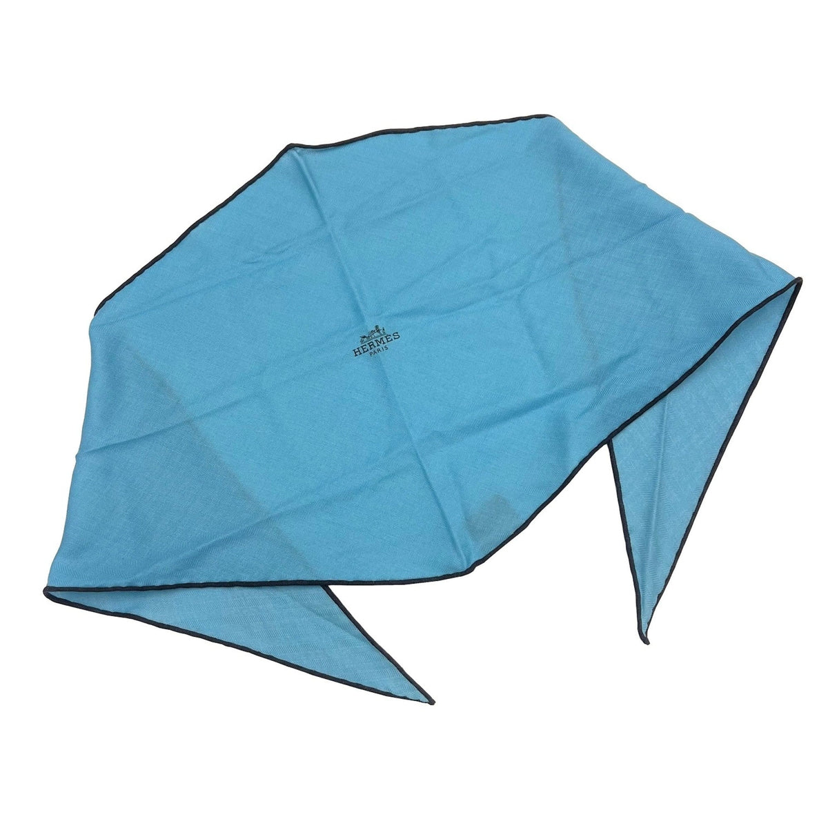 ladies silk cashmere HERMES blue Pre-Owned scarf triangle New) (Like Hermes