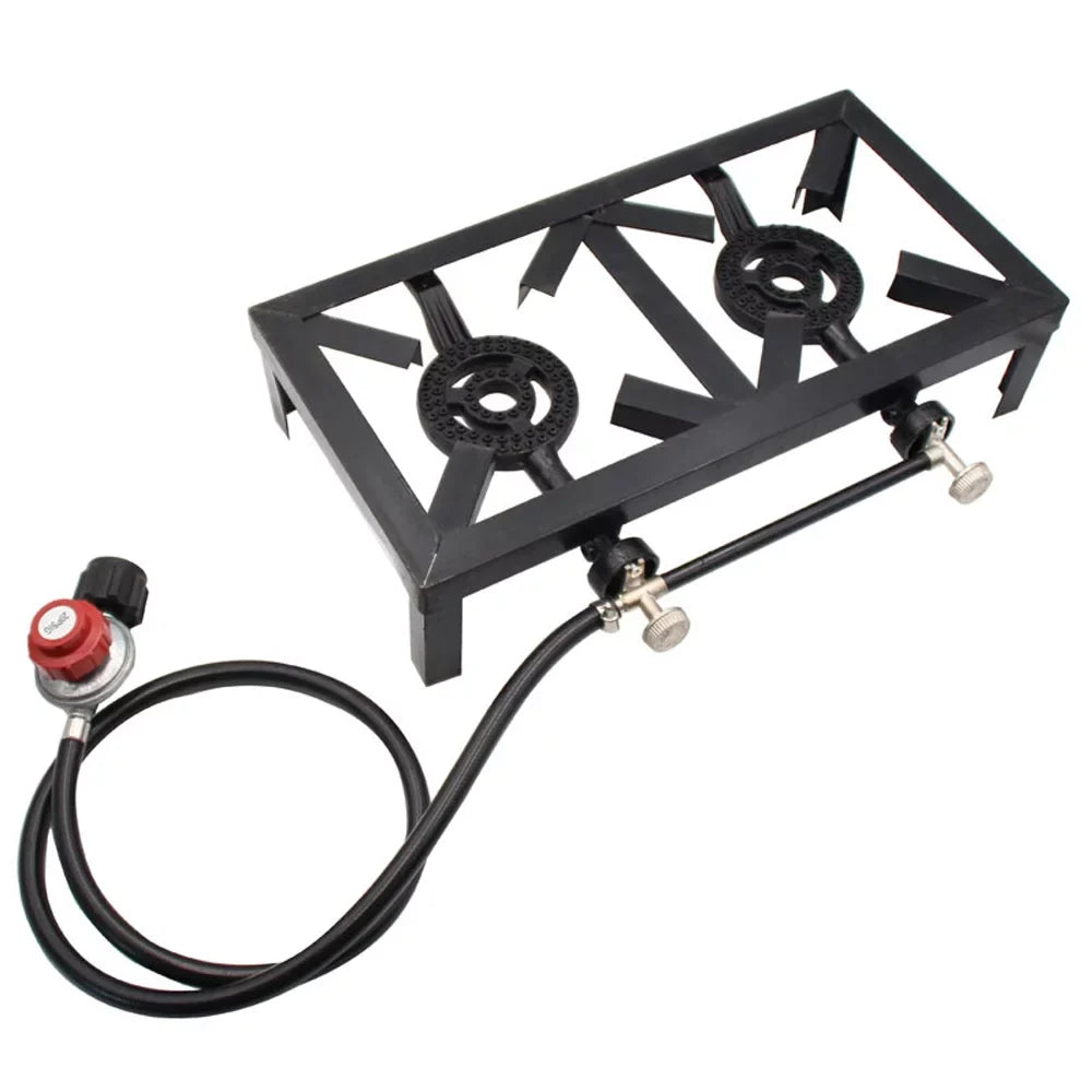 Iron Stove Double for Camping Patio BBQ Cooking Cast Standard) Gas ( Propane Apexeon