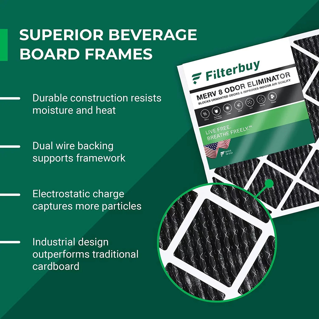 Filters Activated AC HVAC Pleated Eliminator (3-Pack) 8 10x24x1 Filterbuy Carbon Air Furnace MERV with Odor