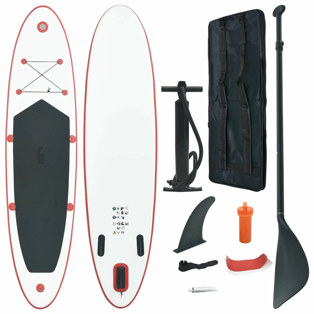 and Inflatable White Paddleboard Andoer Set Red