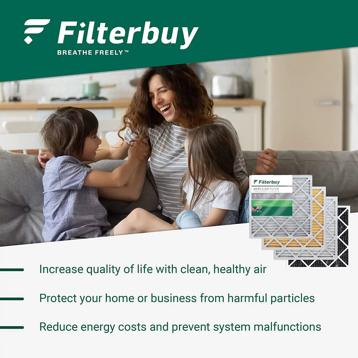 Furnace Air (12-Pack) 24x25x1 MERV 8 HVAC Pleated AC Filters Filterbuy