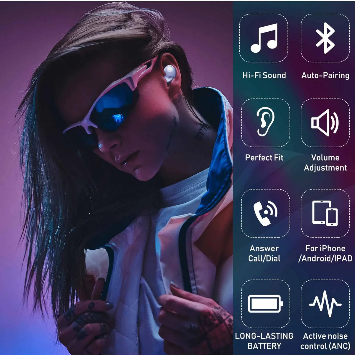 Purple Buds Street Version) Sound, for Wireless, Case, Amethyst Resistant (US Water - True Earbuds HD Charging UrbanX Smart Isolation, Noise 2 Pro Quality Infinix Bluetooth